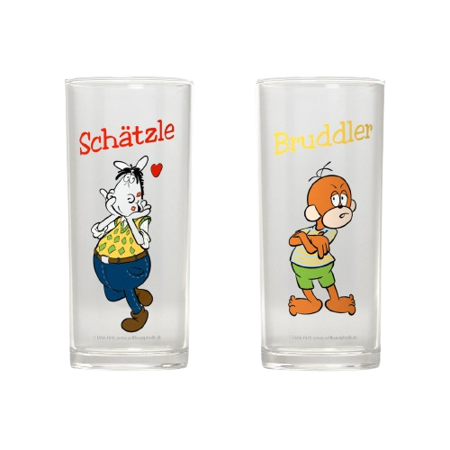 Trinkglas 2er-Set &quot;Schätzle &amp; Bruddler&quot;